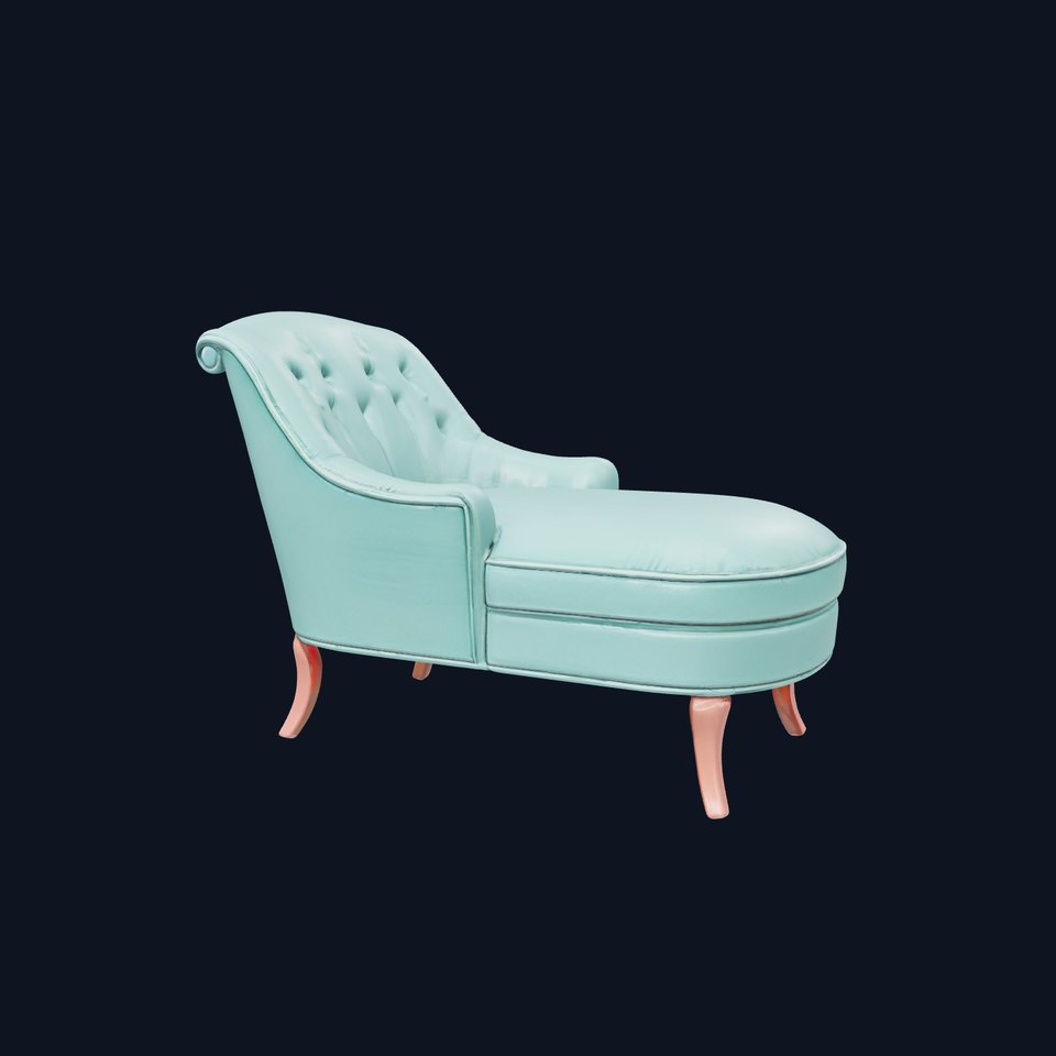 Velvet Chaise Lounge Model Pack with Mahogany Legs